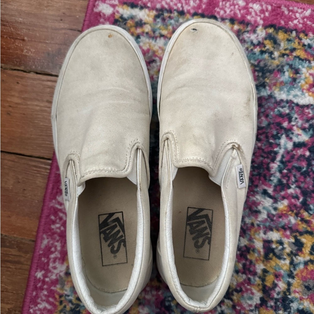 Vans White Slip-On Sneakers
